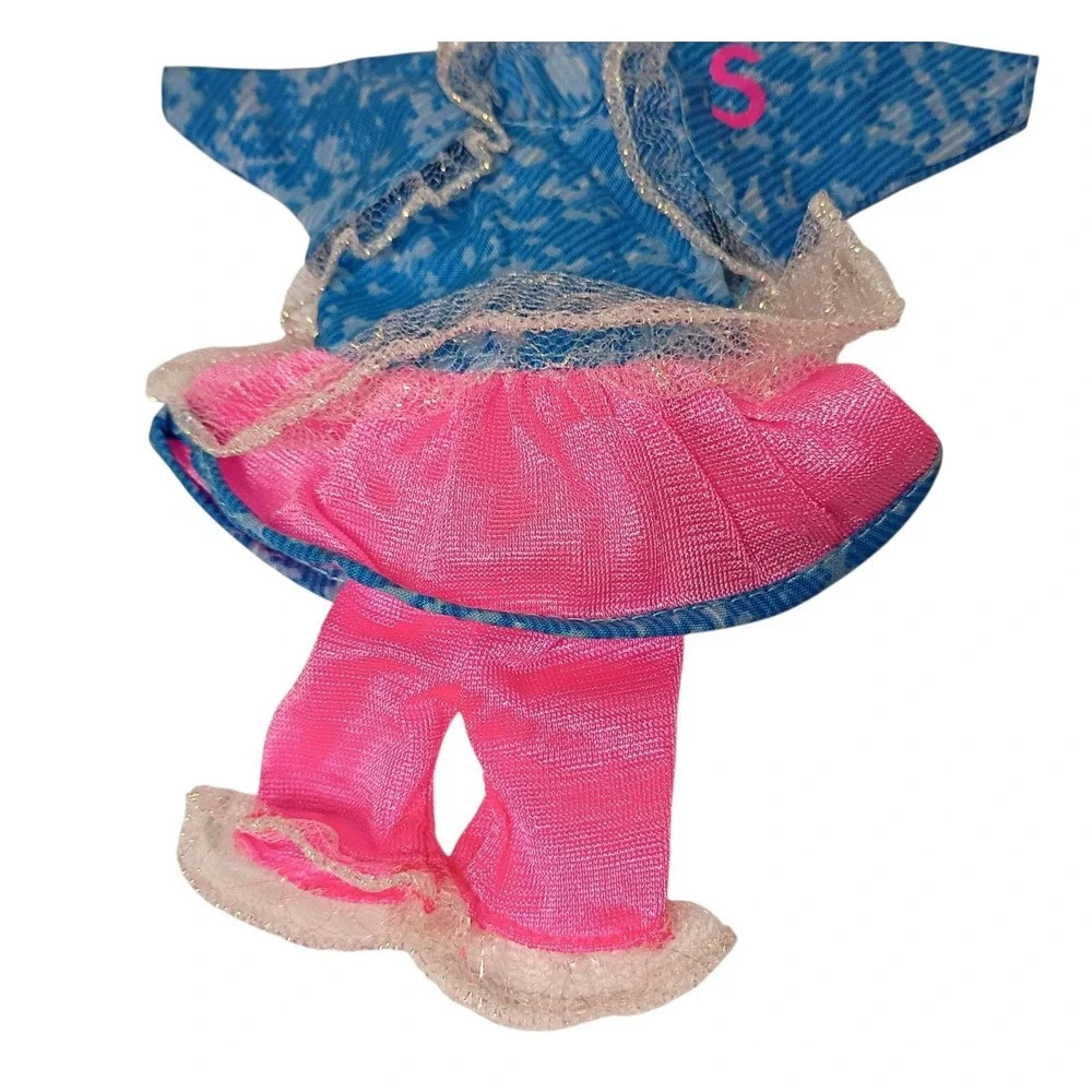 1993 Barbie's Feeling Fun Stacie Acid Washed Jacket, Skirt, & Pants Pink Ruffles